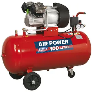 100L Heavy Duty Direct Drive Air Compressor with V-Twin Pump and 3hp Motor