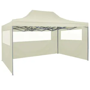 Berkfield Professional Folding Party Tent with 4 Sidewalls 3x4 m Steel Cream