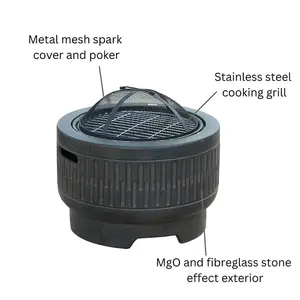 Morbarrel Outdoor Garden Fire Pit with stainless steel cooking grill