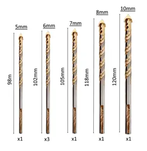 P7DBS Saxton 7pc Multi-Material Tile Drill Bits Set (5 6 6 6 7 8 10) in Plastic Storage Container