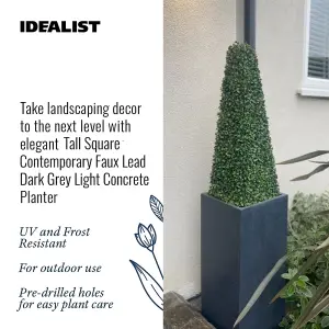 Set of 2 IDEALIST™ 60cm Tall Planter, Outdoor Plant Pots, Dark Grey Reinforced Stone Garden Planters L27 W27 H60 cm, 44L