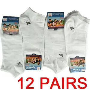 12 Pairs Ladies Winter Ankle Socks Warm Walking Quality 4-6 Uk Comfy White