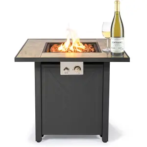 Centurion Supports KAMAR Stylish Metal Frame Garden and Patio Ceramic Tabletop Fire Pit