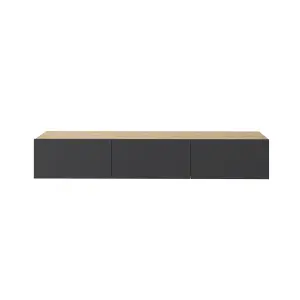 Decortie Francy Modern Wall Mounted TV Unit 55" Multimedia Centre Oak Anthracite Grey 180cm