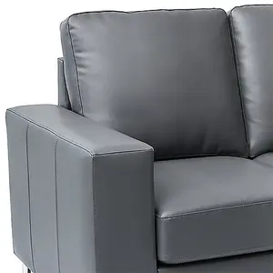 Baltic Faux Leather 2 Seater Sofa In Dark Grey