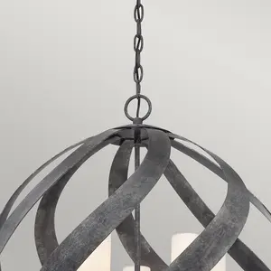 Luminosa Quoizel Blacksmith Spherical Pendant Ceiling Light Old Black, IP44