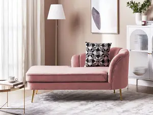 Right Hand Velvet Chaise Lounge Pink ALLIER