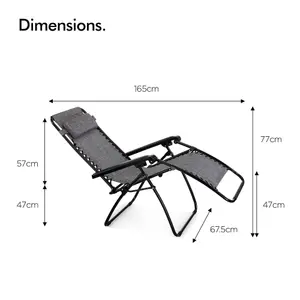 VonHaus Premium Sun Lounger Garden Chairs Set of 2, Weather Resistant Textoline Zero Gravity Chairs for Garden with Steel Frame