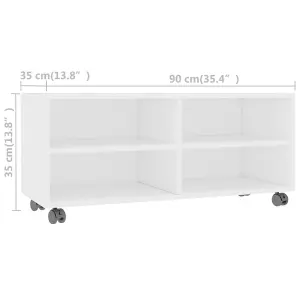 Berkfield TV Cabinet with Castors White 90x35x35 cm Engineered Wood