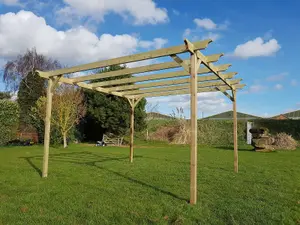 Champion Wooden Garden Pergola Kit, 3m x 3m (Natural (light green) finish)