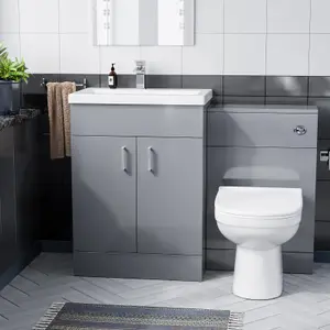 Nes Home 1100mm Grey Vanity Basin Unit & WC Unit and Back to Wall Toilet Pan