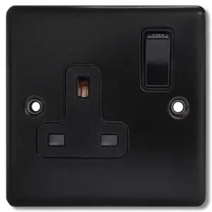 Eurolite 1 Gang Socket: Matt Black Enhance Range - Black Trim