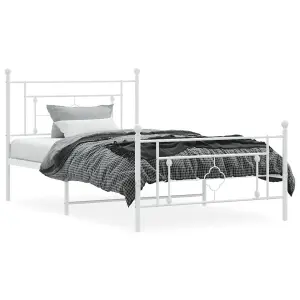 Berkfield Metal Bed Frame without Mattress with Footboard White 107x203cm