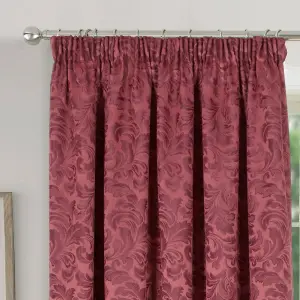 Home Curtains Buckingham Damask Fully Lined 45w x 48d" (114x122cm) Wine Pencil Pleat Curtains (PAIR)