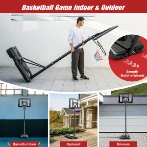 Costway 2.3-3M Height Adjustable Basketball Goal System Basketball Hoop Stand W/ Wheels