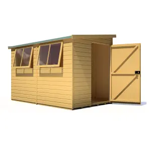 Shire Norfolk Workshop Pent Shed 10x6 Double Door 19mm Loglap Style B