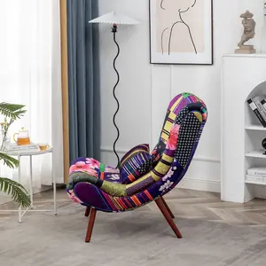 Fabric Patchwork Katia Accent Chair with Footstool Multicolour