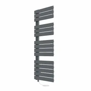 Rinse Bathrooms Designer Flat Panel Electric Heated Towel Rail Radiator Bathroom Ladder Radiators Prefilled Sand Grey 1380x500mm