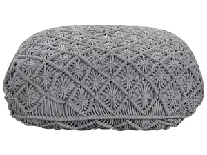 Floor Cushion BERRECHID Cotton Macramé Grey