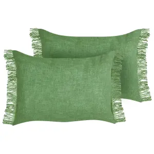 Set of 2 Cushions MABA Cotton Solid Green