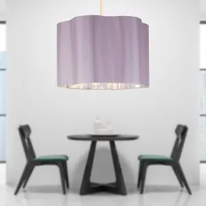 First Choice Lighting Blush Pink with Chrome Inner Scalloped Pendant Shade