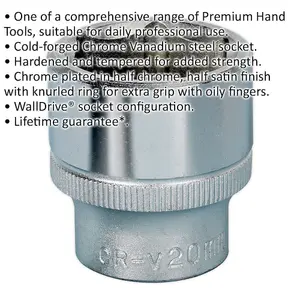 20mm Chrome Vanadium Drive Socket - Durable 3/8 Inch Forged Steel Tool