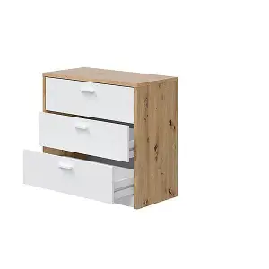 Gothenburg White and Oak Space Saving Chest of Drawer Desk