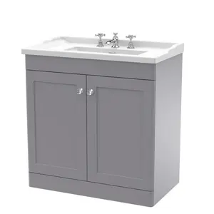 Classique 820mm Single Bathroom Vanity with Drop In Vitreous China Basin Satin Gray