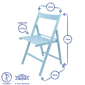 Harbour Housewares - Beech Folding Chairs - Denim Blue - Pack of 4