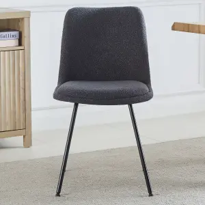 Set of 2 Lecce Fabric Dining Chairs - Dark Grey