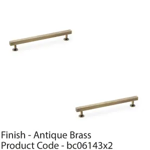 2 PACK - Straight Square Bar Pull Handle - Antique Brass 192mm Centres SOLID BRASS Drawer