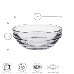 Duralex - Lys Glass Stacking Bowls for Kitchen, Serving - 6cm (2") - Pack of 4