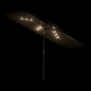 Berkfield Garden Parasol with LEDs and Steel Pole Brown 300x200x250 cm