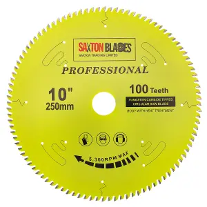 Saxton TCT250100TPRO Professional Range TCT Circular Blade 250mm x 100 Teeth x 30mm Bore, 16, 20, 25mm Reduction Ring