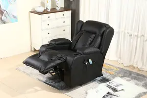 Caesar Single Motor Electric Rise Recliner Bonded Leather Armchair Electric Lift Riser Chair (Black)