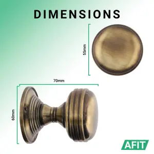 AFIT Lined Door Knobs Antique Brass - 4 Pairs of Mortice Knobs (55mm) for Internal Doors