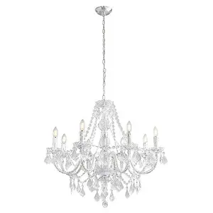 Luminosa Clarence 8 Light Chandelier Acrylic & Chrome Finish, E14