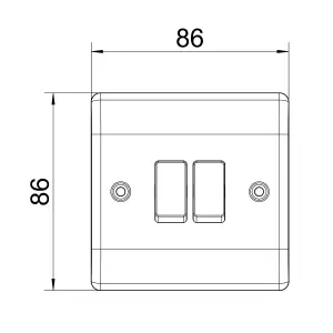 BG 16A 2 way 2 gang Light switch Gloss Chrome effect