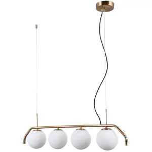 Luminosa Modern Hanging Pendant Honey Brass 4 Light  with White Shade, G9