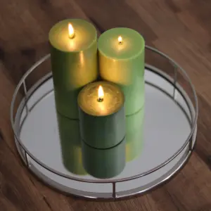 Pillar Candle Set of 3 Green Candles by Laeto Ageless Aromatherapy - FREE DELIVERY INCLUDED