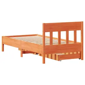 Berkfield Bed Frame without Mattress Wax Brown 90x200 cm Solid Wood Pine