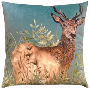 Wylder Willow Stag Digitally Printed Velvet Feather Rich Cushion