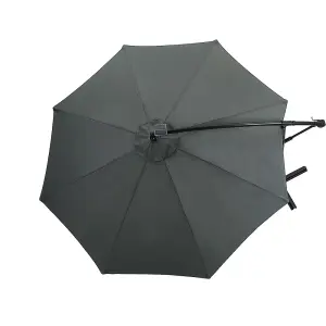 3M Dark Grey Canopy Tilting Solar Roman Umbrella with Fillable Base