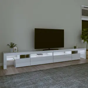 Berkfield TV Cabinet with LED Lights High Gloss White 290x36.5x40 cm