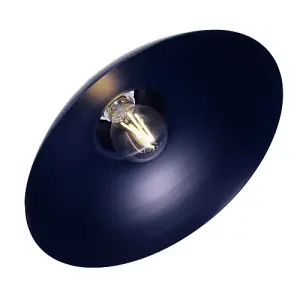 Industrial Retro Designed Matt Midnight Blue Curved Metal Ceiling Pendant Shade