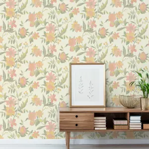 Grandeco Katsu Trail Floral Blown Wallpaper, Blush