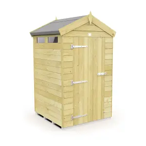 4 x 4 Feet Apex Security Shed - Single Door - Wood - L127 x W118 x H217 cm