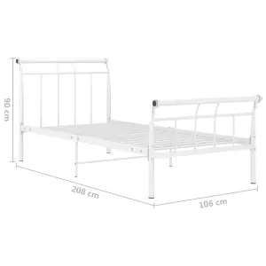 Berkfield Bed Frame White Metal 100x200 cm