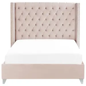 Velvet EU Double Size Bed Pink LUBBON