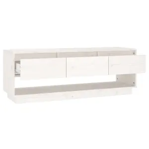 vidaXL TV Cabinet White 110.5x34x40 cm Solid Wood Pine